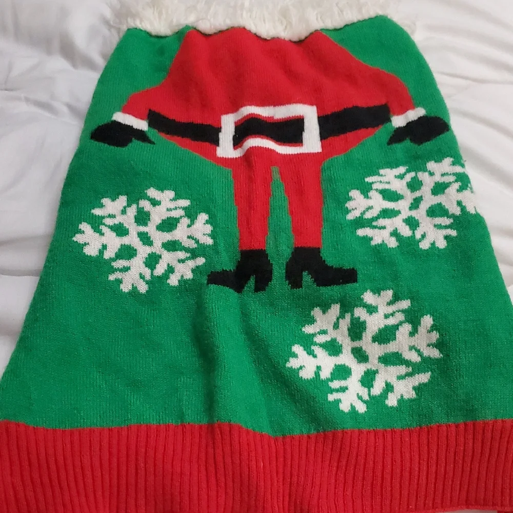Festive Santa Dog Sweater - Red and Green
